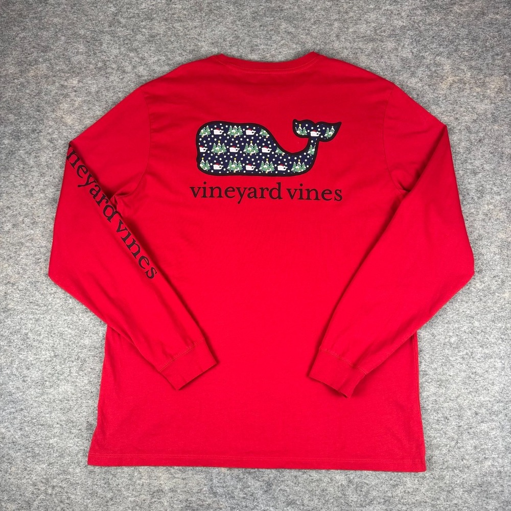 Vineyard Vines Christmas Icons Whale Long Sleeve Graphic Tee Womens Large L